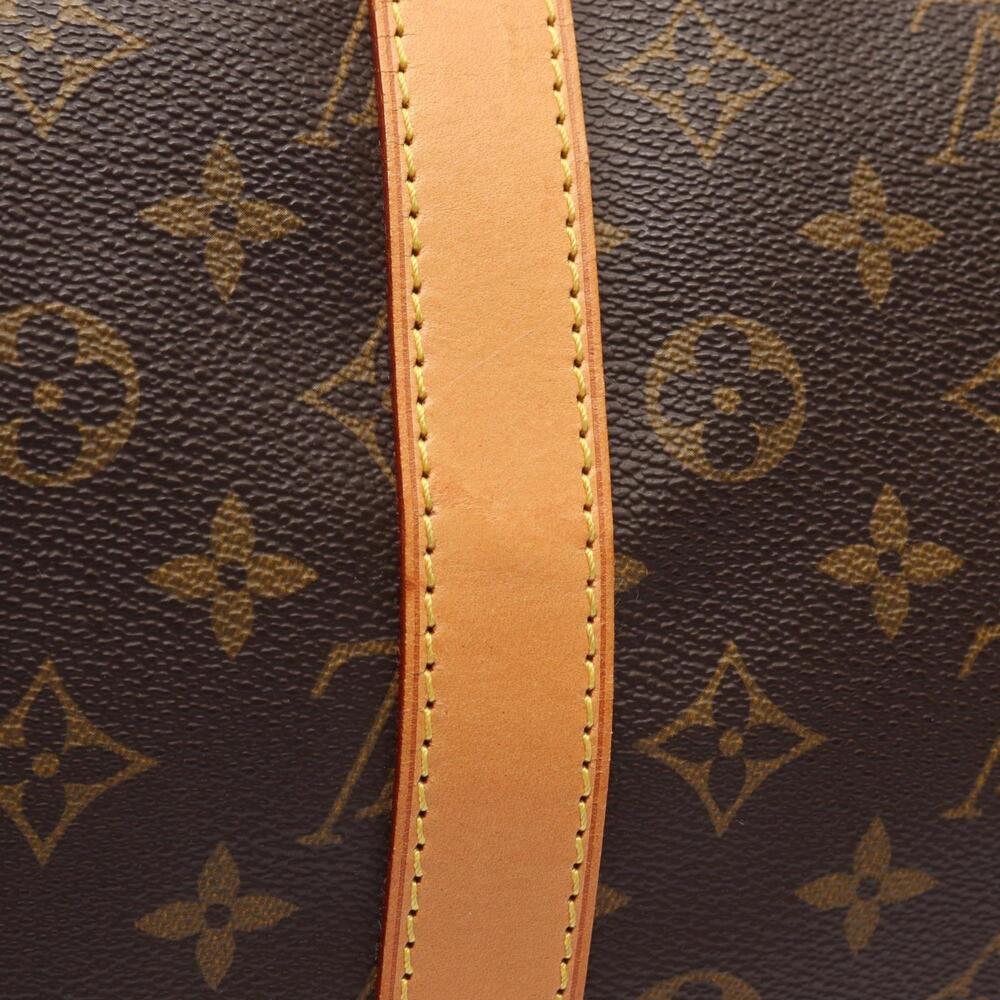 LOUIS VUITTON Authentic Brown Monogram Leather Keepall 55 Boston Bag - Picture 10 of 13
